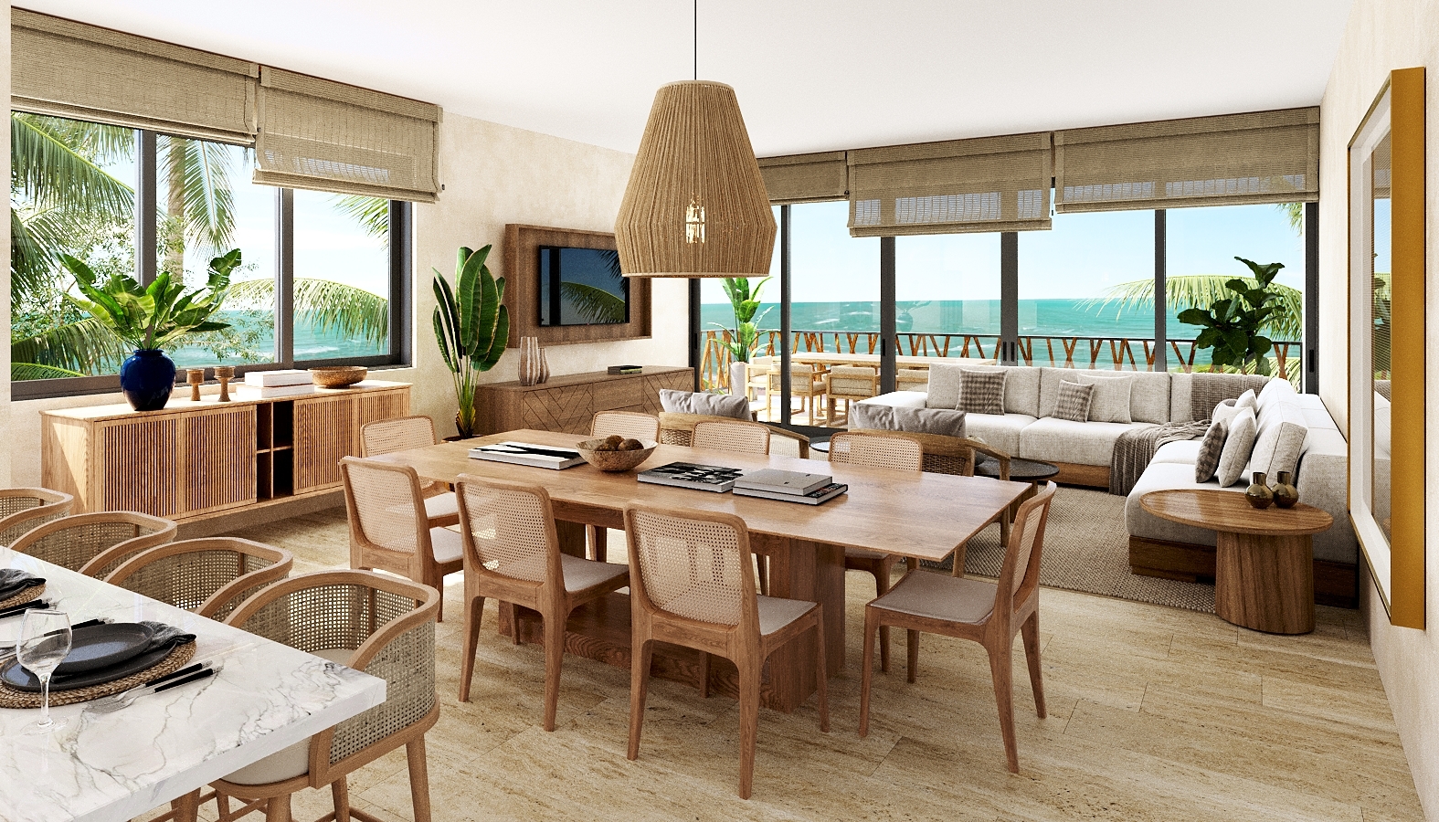 Área de amenidades con piscina y zona de estar